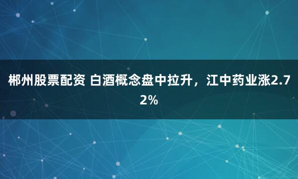 郴州股票配资 白酒概念盘中拉升，江中药业涨2.72%