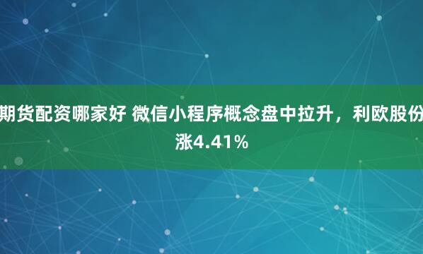 期货配资哪家好 微信小程序概念盘中拉升，利欧股份涨4.41%